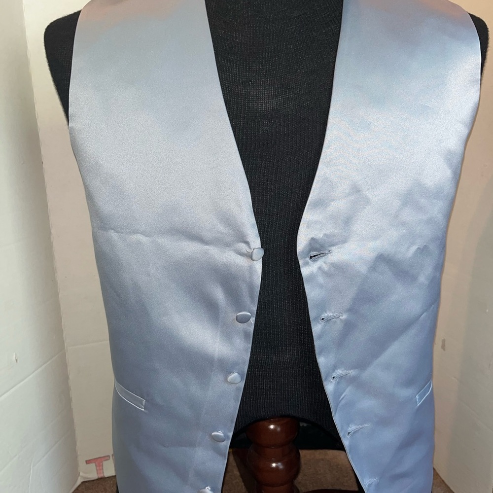 Mens Azazie Dusty blue Button-Up Vest Sz S - Picture 3 of 6